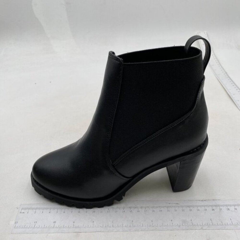 Women's Ankle Boots Chunky Heel Platform Fall Heeled Short Booties Shoes Black